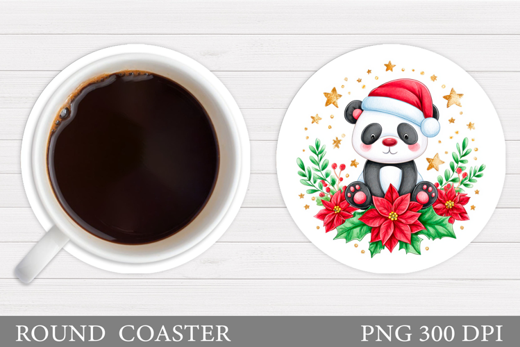 Christmas Panda Coaster. Christmas Coaster Sublimation