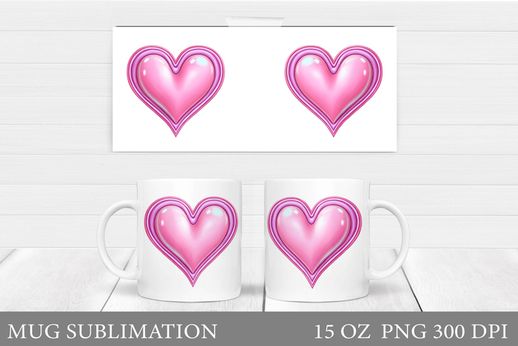 Heart Mug Sublimation. Valentines Mug Wrap Design