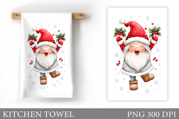 Christmas Kitchen Towel. Christmas Gnome Kitchen Towel