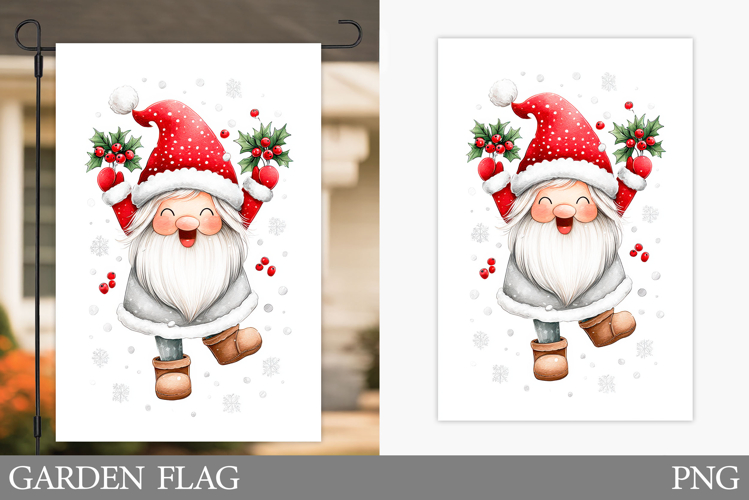Christmas Gnome Garden Flag. Christmas Garden Flag Design