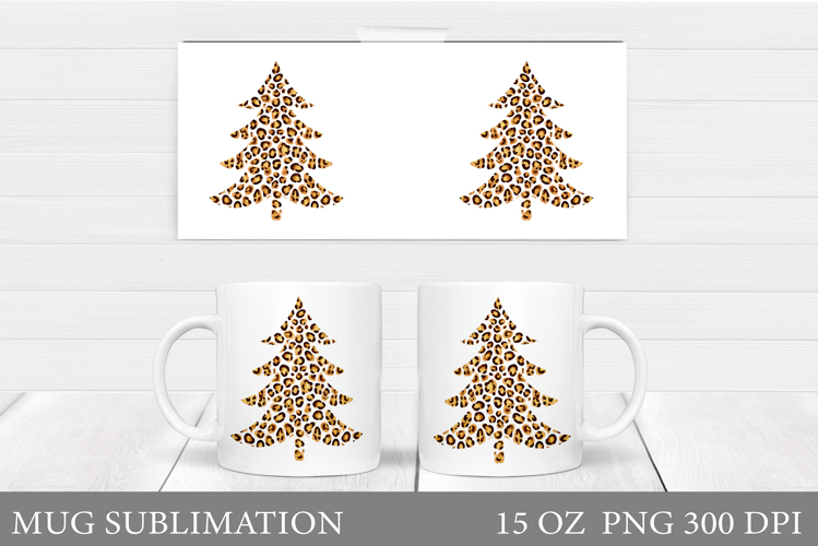 Leopard Christmas Tree Mug. Christmas Tree Mug Sublimation