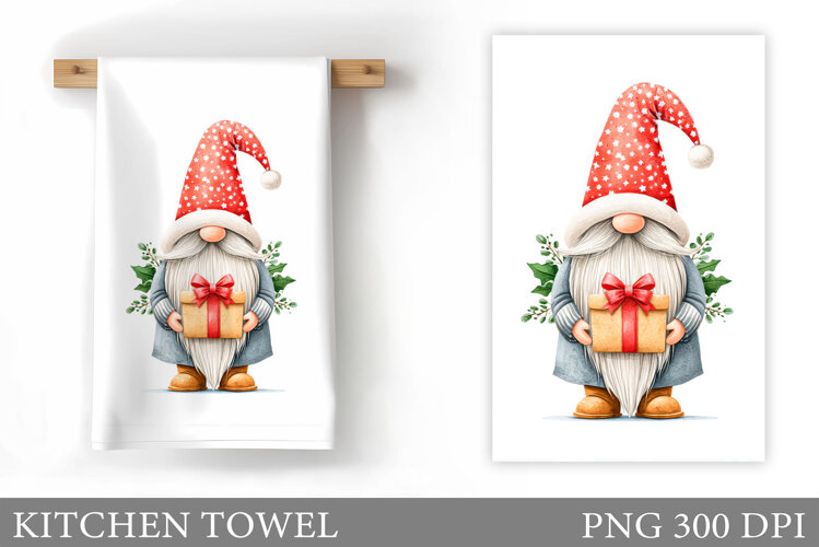 Christmas Kitchen Towel. Christmas Gnome Kitchen Towel example image 1