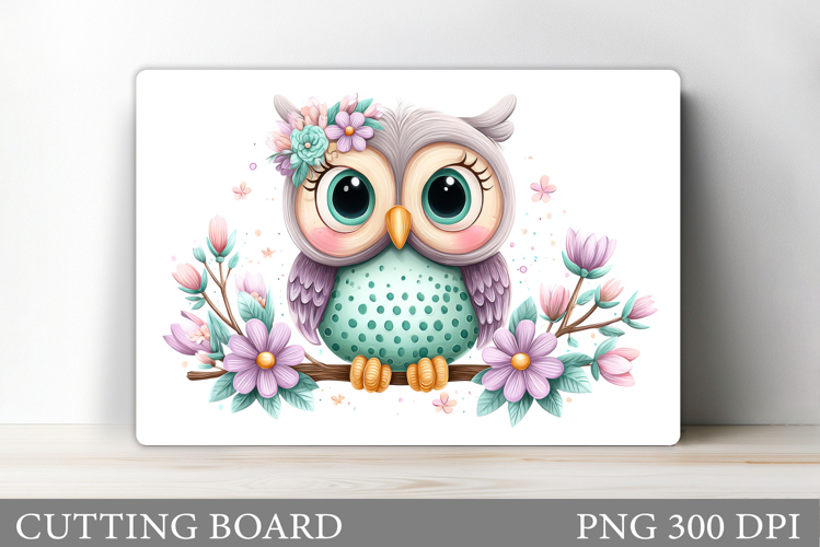 Cute Owl Cutting Board. Owl Flowers Kitchen Cutting Board
