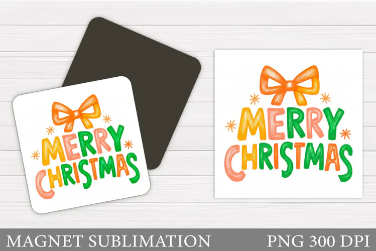 Merry Christmas Magnet Design. Christmas Magnet Sublimation