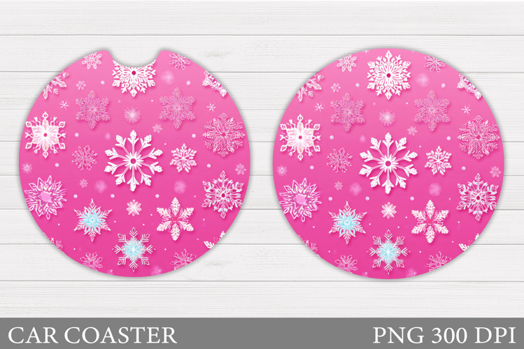Snowflakes Car Coaster Design. Snowflakes Round Coaster
