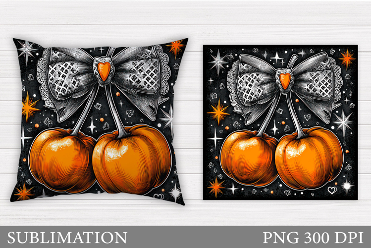 Cherry Pumpkin Pillow. Fall Pillow Sublimation