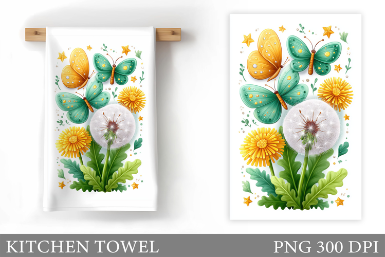Butterflies Kitchen Towel. Flowers Kitchen Towel Design