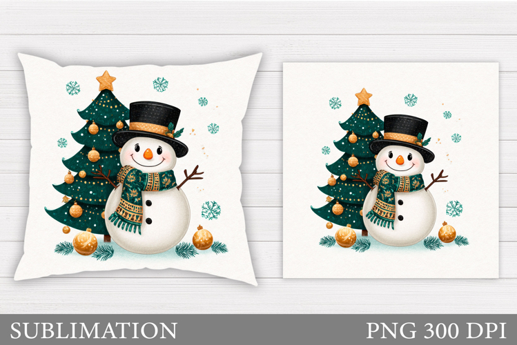 Cute Snowman Pillow Sublimation. Christmas Pillow Design