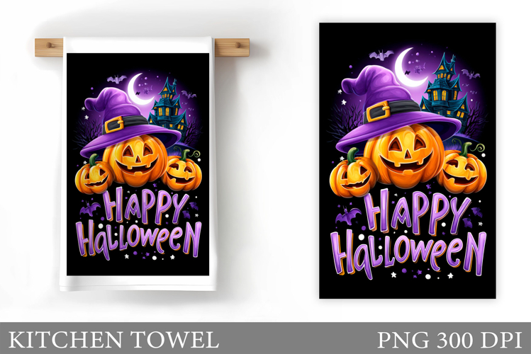 Halloween Pumpkin Kitchen Towel. Halloween Sublimation