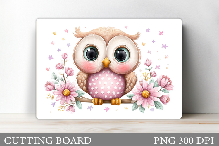 Cute Owl Cutting Board. Owl Flowers Kitchen Cutting Board