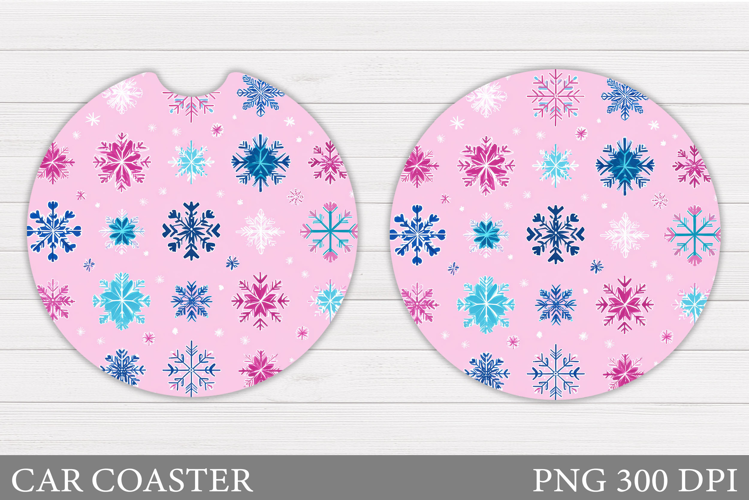 Snowflakes Car Coaster Design. Snowflakes Round Coaster