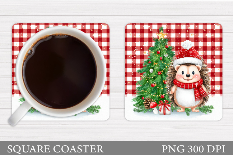 Christmas Hedgehog Coaster. Cute Hedgehog Coaster Design