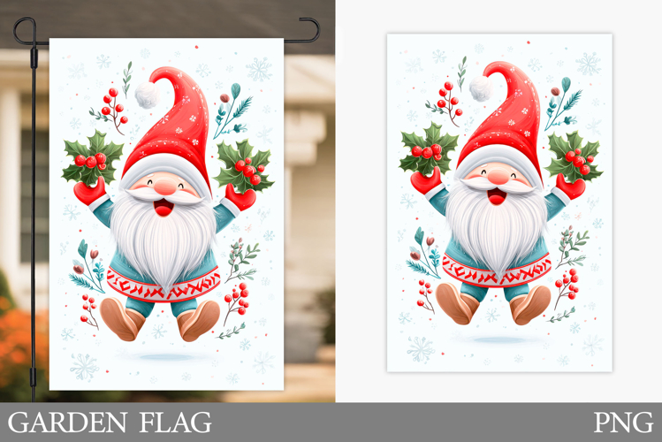 Christmas Gnome Garden Flag. Christmas Garden Flag Design