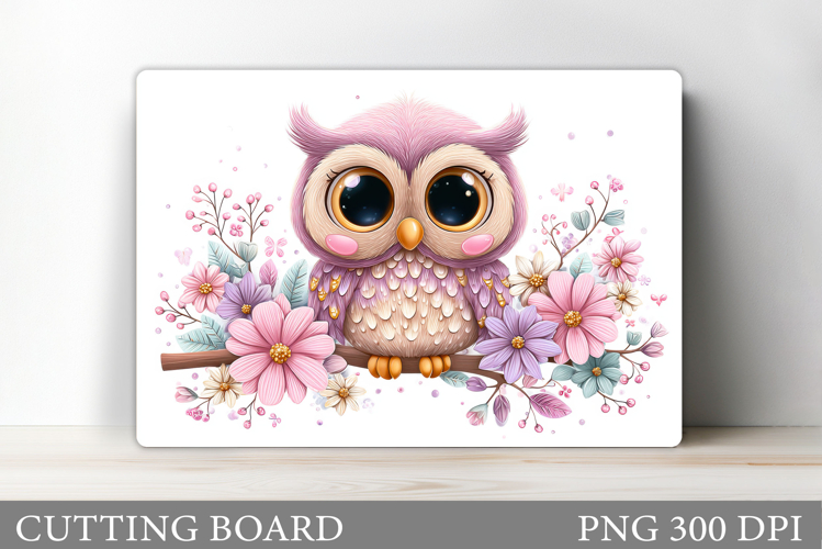 Cute Owl Cutting Board. Owl Flowers Kitchen Cutting Board