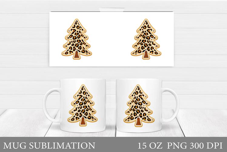 Leopard Christmas Tree Mug. Christmas Tree Mug Sublimation