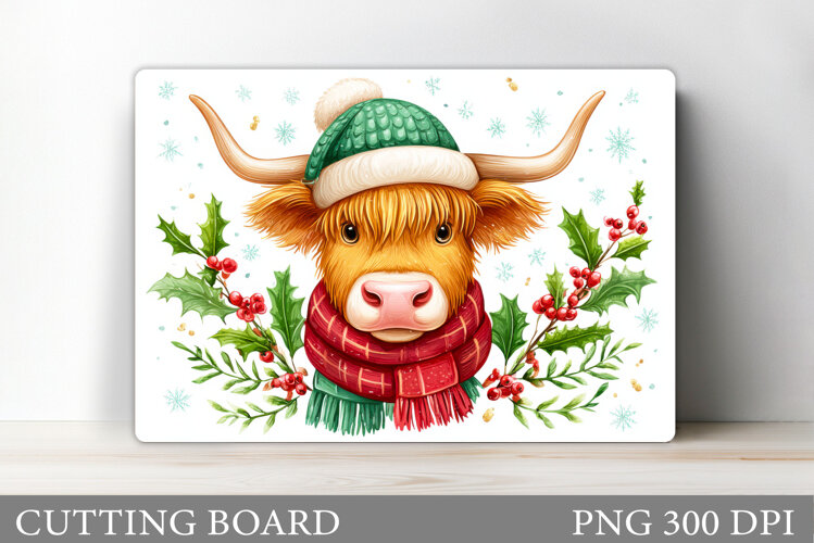 Christmas Cow Cutting Board. Christmas Cutting Board example image 1