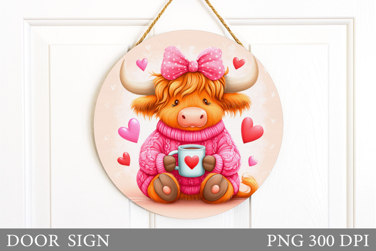 Valentines Cow Door Sign. Valentines Door Sign Sublimation