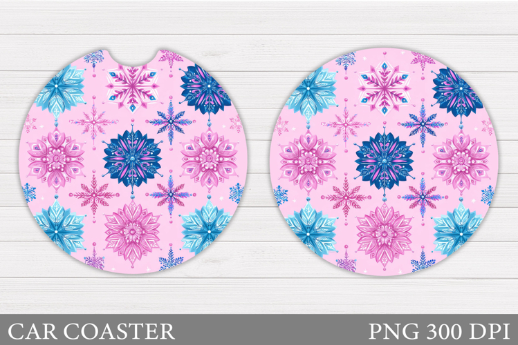 Snowflakes Car Coaster Design. Christmas Car Coaster