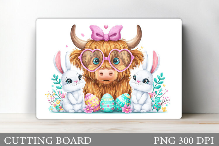 Easter Cow Cutting Board. Easter Bunny Cutting Board Design example image 1