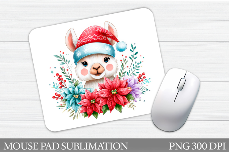 Cute Lama Mouse Pad Design. Christmas Mouse Pad Sublimation