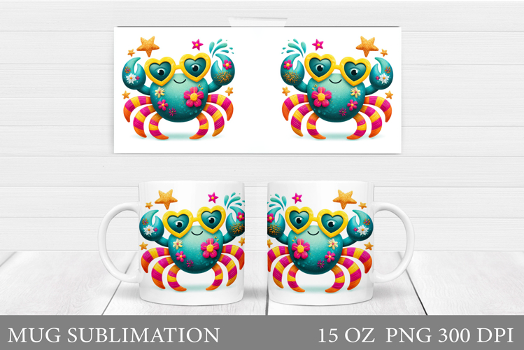 Crab Mug Design. Crab Mug Wrap Sublimation