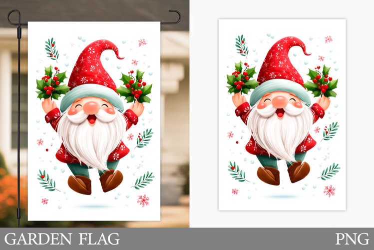 Christmas Gnome Garden Flag. Christmas Garden Flag Design