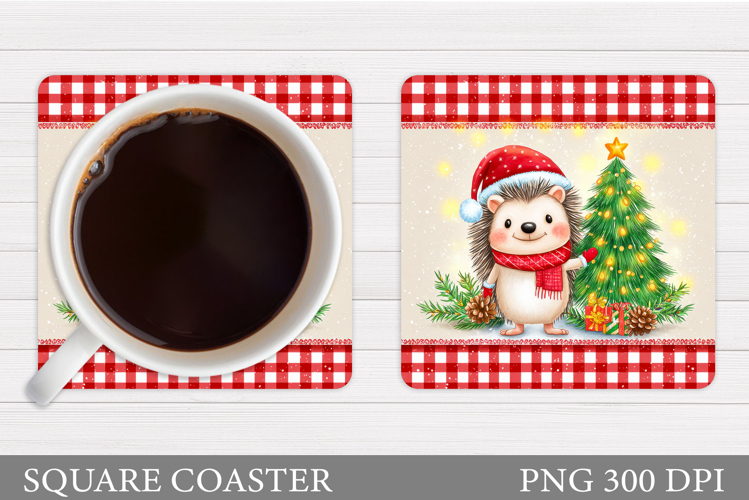 Christmas Hedgehog Coaster. Christmas Coaster Sublimation