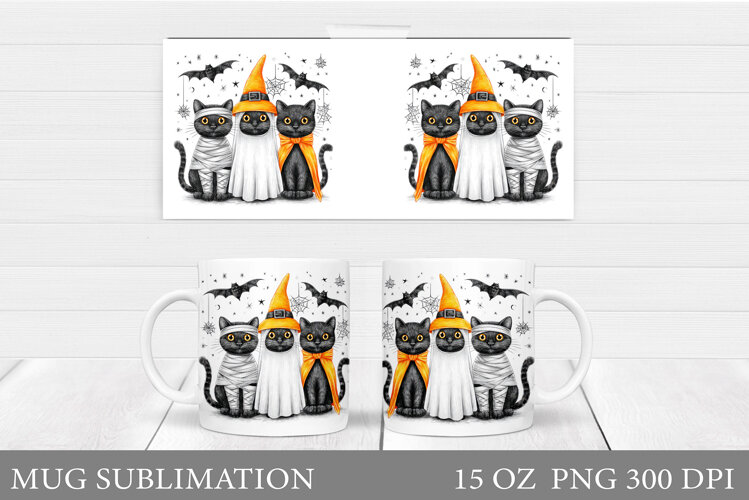 Halloween Cat Mug Design. Halloween Mug Sublimation example image 1