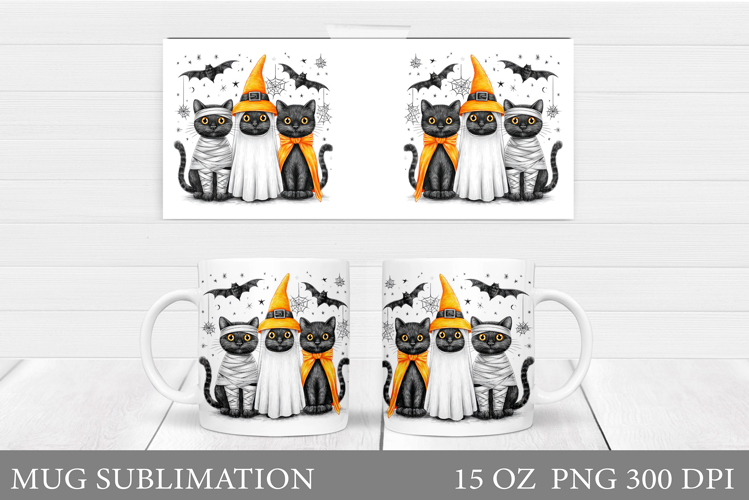 Halloween Cat Mug Design. Halloween Mug Sublimation