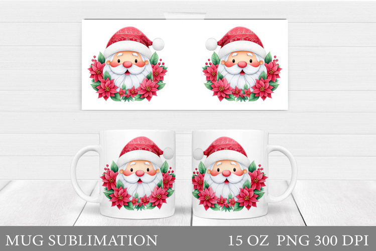 Santa Claus Mug Design. Christmas Mug Sublimation