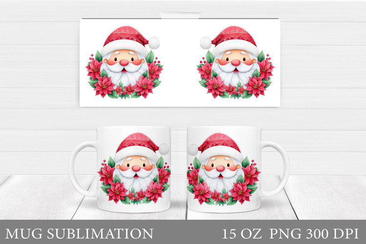 Santa Claus Mug Design. Christmas Mug Sublimation