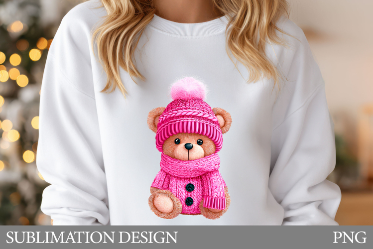 Christmas Bear T-Shirt Design. Cute Bear Sublimation
