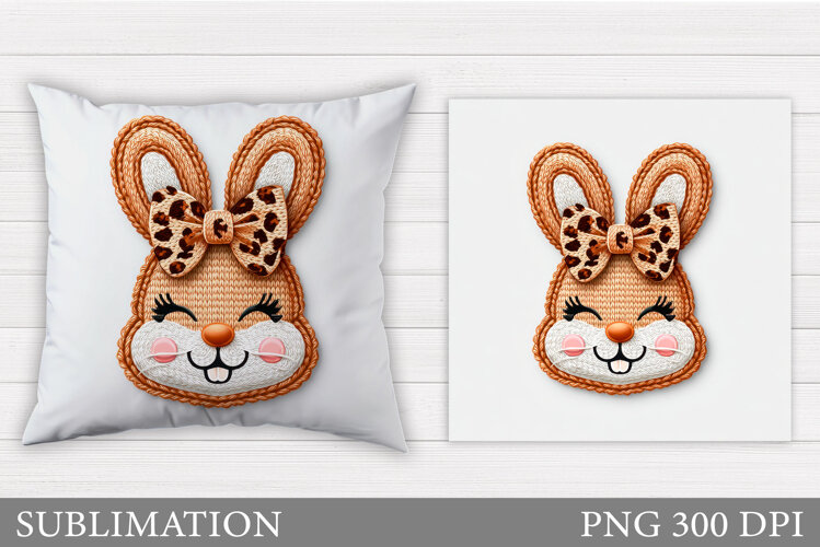Crochet Bunny Pillow Design. Cute Bunny Sublimation example image 1