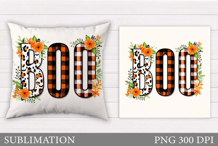 Boo Pillow Design. Halloween Pillow Sublimation example image 1