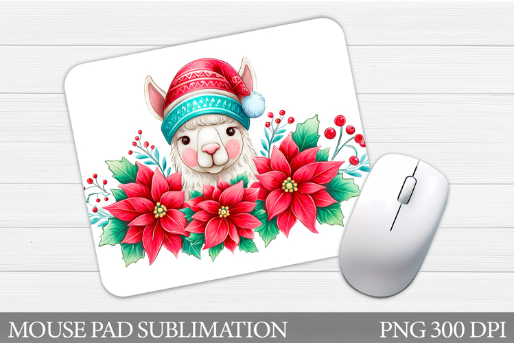 Cute Lama Mouse Pad Design. Christmas Mouse Pad Sublimation