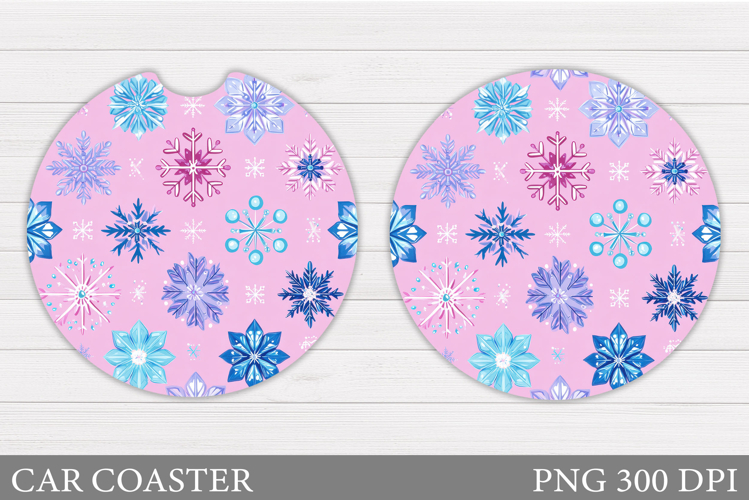 Snowflakes Car Coaster Design. Christmas Car Coaster