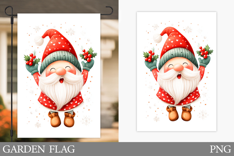 Christmas Gnome Garden Flag. Christmas Garden Flag Design