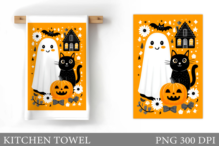 Halloween Kitchen Towel Design. Cute Halloween Sublimation