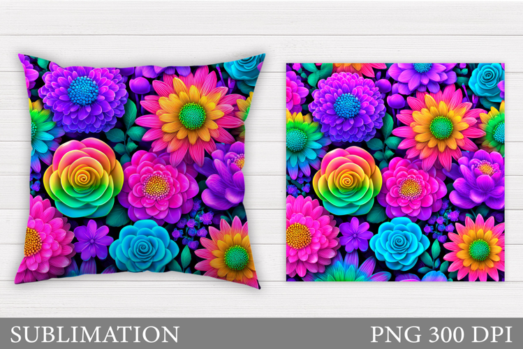 Flowers Pillow Design. Floral Pillow Sublimation