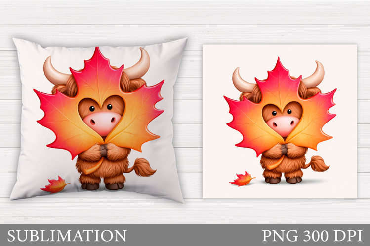Fall Cow Pillow Sublimation. Fall Pillow Design