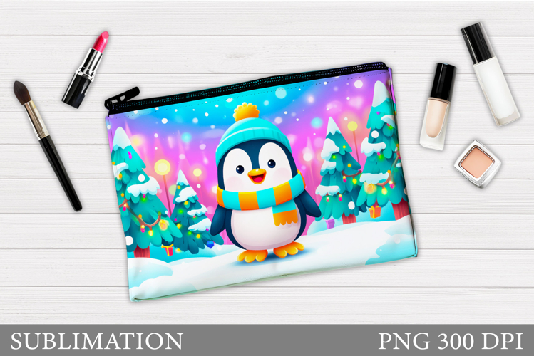Penguin Cosmetics Bag. Christmas Makeup Bag Design