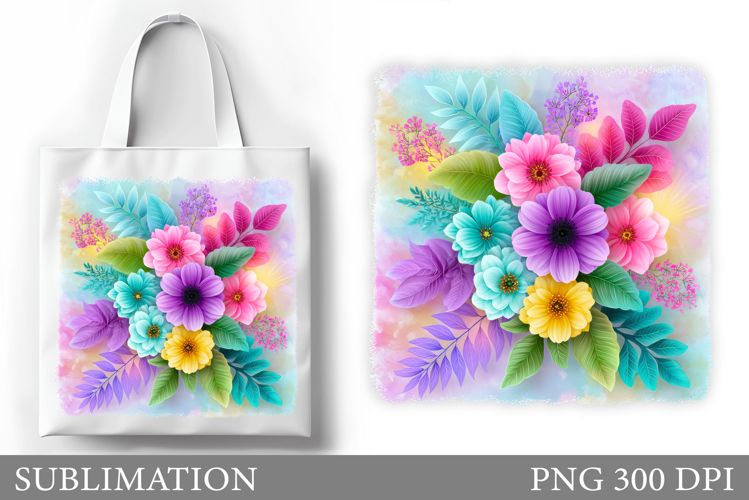 Flowers Tote Bag Design. Floral Tote Bag Sublimation