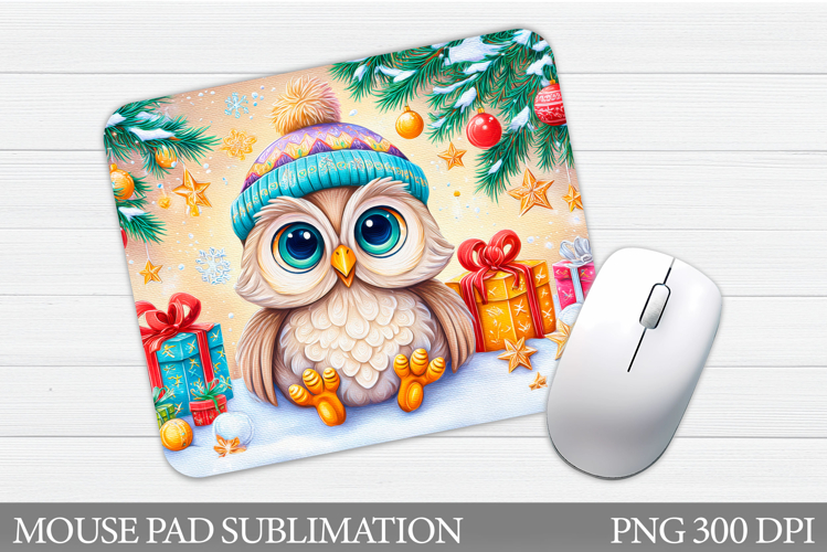 Christmas Owl Mouse Pad. Christmas Mouse Pad Design