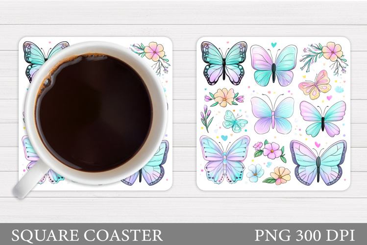 Butterflies Coaster Design. Butterflies Sublimation example image 1