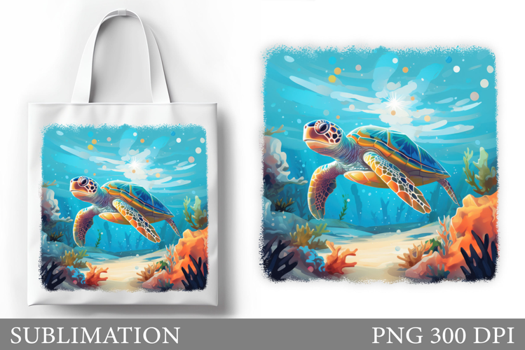 Sea Turtle Tote Bag Sublimation. Turtle Sublimation