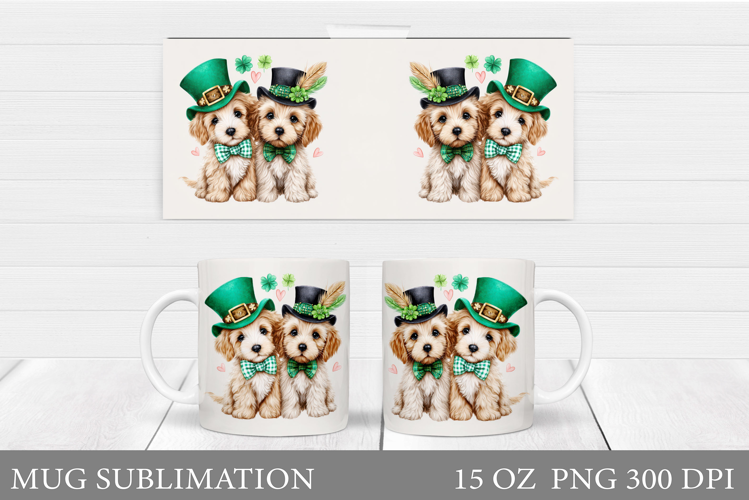 St Patrick Dogs Mug Design. St Patrick Mug Sublimation