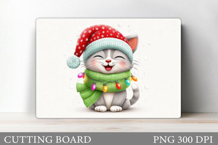 Christmas Cat Cutting Board. Christmas Cutting Board Design example image 1