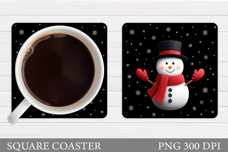 Snowman Coaster Sublimation. Christmas Coaster Design example image 1