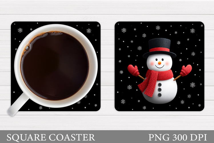 Snowman Coaster Sublimation. Christmas Coaster Design