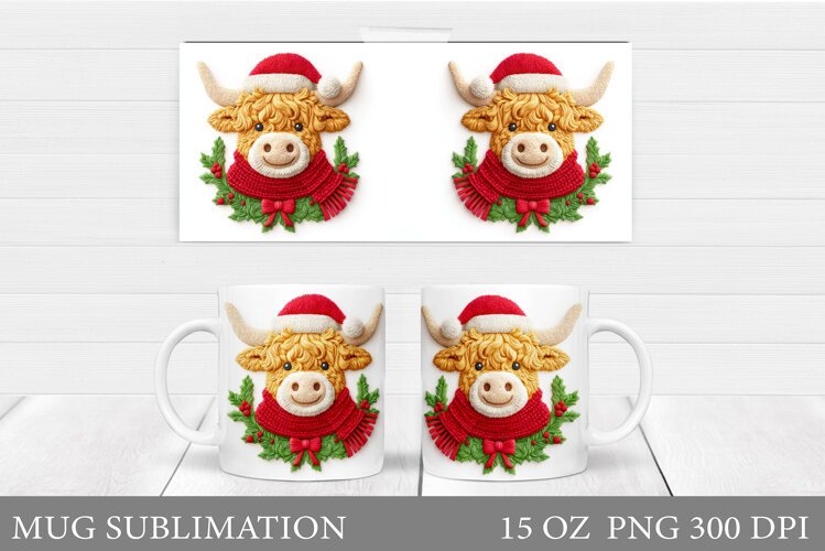 Christmas Cow Mug Design. Christmas Mug Sublimation example image 1